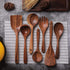 Wooden Non-Stick Kitchen Pan Toolset, 7 Pieces, 100% Natural Teak Cooking Utensils Set