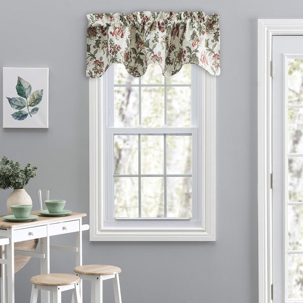 Ellis Curtain Madison Floral 58" x 15" Lined Scallop Valance, Brick Color
