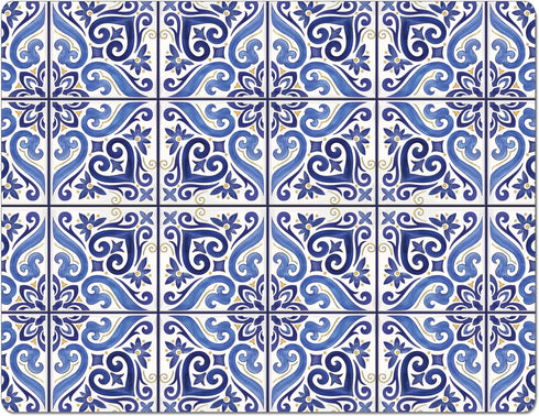 Cut N' Funnel Shades of Blue Designer Flexible Plastic Cutting Board Mat, 15" x 11.5", Easy to Clean, Made in the USA