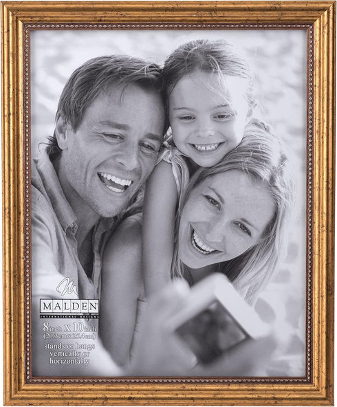 Malden International Designs Classic Wood Picture Frame, Gold, 8x10