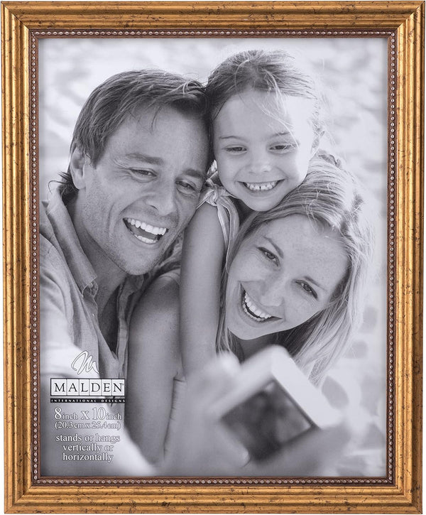Malden International Designs Classic Wood Picture Frame, Gold, 8x10