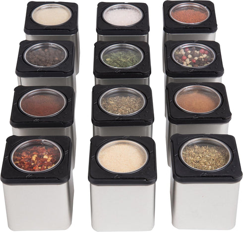 Magnetic Spice Jars Set of 6 - Shake or Pour Containers for Refrigerator Doors & Appliances - Easy Open Window Top