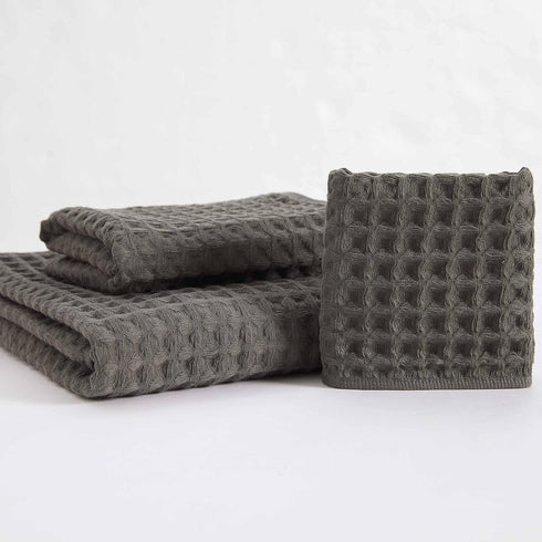 Sets 100% (1 1 1 YiLUOMO Grey Waffle Towels Cotton Highly Absorbent Quick Dry Towels for Bathroom Bath Towels, Hand