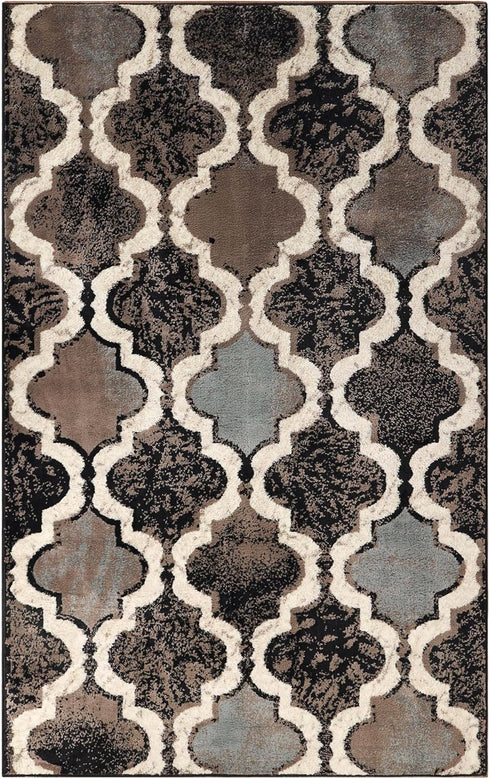 Superior Indoor Small Area Rug, Jute Backed, Perfect for Living/ Dining Room, Bedroom, Office, Kitchen, Entryway, Modern Geometric Trellis Floor Decor, Viking Collection, 3' x 5', Chocolate by Superior