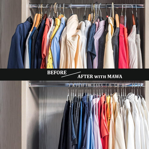 Mawa by Reston Lloyd Silhouette Ultra-Thin Series Non-Slip Space Saving Shirt Hanger with Pant Bar & Skirt Hooks, Pack