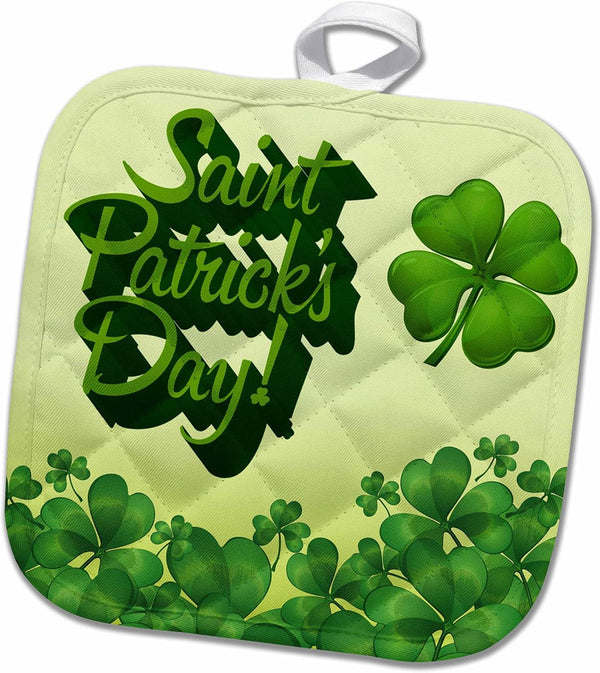 3D Rose Saint Patrick's Day Greeting with A 4 Leaf Clover Pot Holder, 8 x 8 for Home Decor
