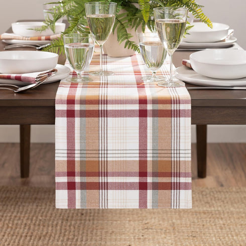 13"x70" Elrene Home Fashions Seneca Plaid Harvest Fall/Thanksgiving Cotton Console Centerpiece/Table Runner
