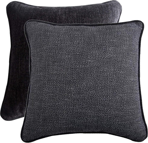 HiEnd Accents Hamilton Gray Chenille Euro Sham Pillow Case - 27x27 inch, Rustic Cabin Lodge Bedding