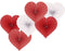 Red Heart Valentines Party Hanging Decorations, 6pc Paper Fans for Wedding Anniversary Bachelorette Baby Shower