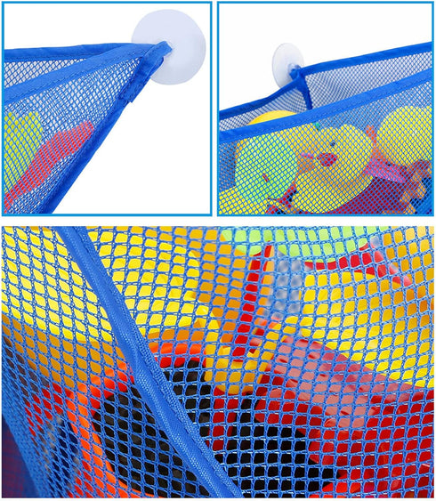 chil Bath Toy Organizer with 3 Strong Suction Cups, Mounted Bath/Shower Caddy Storage Solution, Bathroom Storage Bag