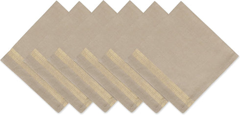 DII Holiday Dining Table Linen Napkin Set - Sparkle Metallic Kitchen Décor, 20x20, Gold Metallic Stripe, 6 Piece