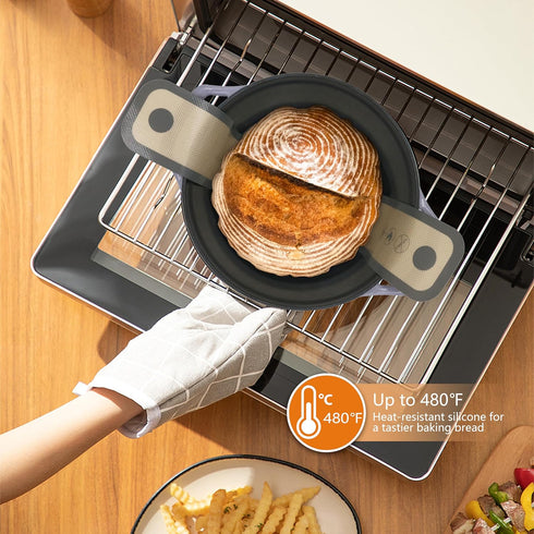 Silicone Bread Sling for Dutch Oven - 2 Sizes Non-Stick & Odor-Free Baking Mat Set, Reusable with Long Handle,