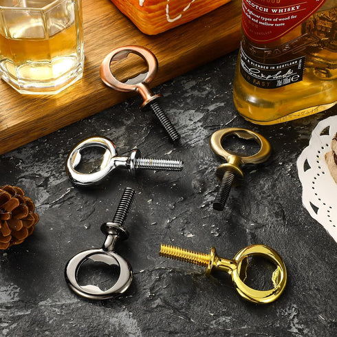 Patelai 5 Pieces Metal Bottle Opener Kit, Blank Stainless Steel Inserts for Wedding Wine Party DIY Craft