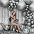 KatchOn XtraLarge Silver Backdrop Curtain - 3.2x8 Feet, Pack of 2 | Silver Streamers for Disco Party Decorations,