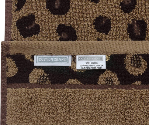6 Set 100% 2 2 2 Set COTTON CRAFT Piece Towel - Animal Print Leopard Cheetah Africa Safari Cotton Jacquard Bath Towel