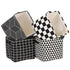 Sea Team Foldable Large Square Black and White Geometric Storage Bins, 100% Natural Linen & Cotton, Set of 4