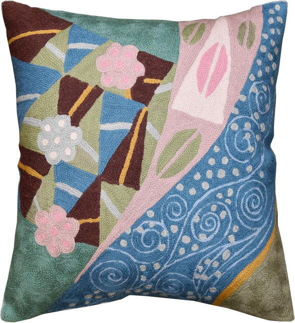 Klimt Blue Modern Pillow Cover, 18x18 Inch Seed Art Nouveau Pillowcase for Farmhouse Chair Cushion