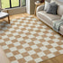 EcoNest Washable Door Mat Indoor Entrance 2x3 Checkered Rug, Beige and White Area