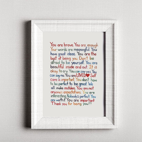 AMERICAN LUXURY GIFTS You Are Brave Inspirational Poster, Motivational Wall Art Print 8x10