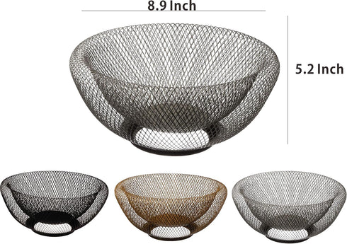 Cq acrylic Fruit Basket For Kitchen Counter,Fruit Basket With Banana Hanger For Kitchen Countertop,Fruit and Vegetable Storage Holder,Silver Metal Wire Modern Standing Fruit Basket by Cq acrylic