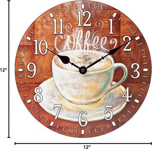 La Crosse Clock 404-2631C-INT, 12-Inch Round Coffee Decorative Quartz Analog Wall Clock