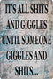 Rogue River Tactical Funny Sh%TS and Giggles Metal Tin Sign, 12x8 Inch Wall Decor