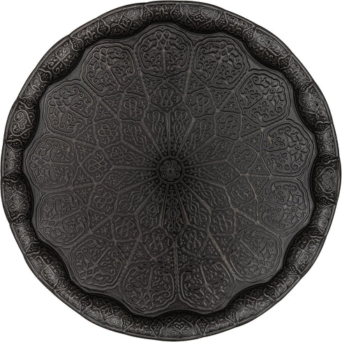 Alisveristime Turkish Ottoman Coffee Tea Serving Tray 13.60 inches, Metal with Traditional