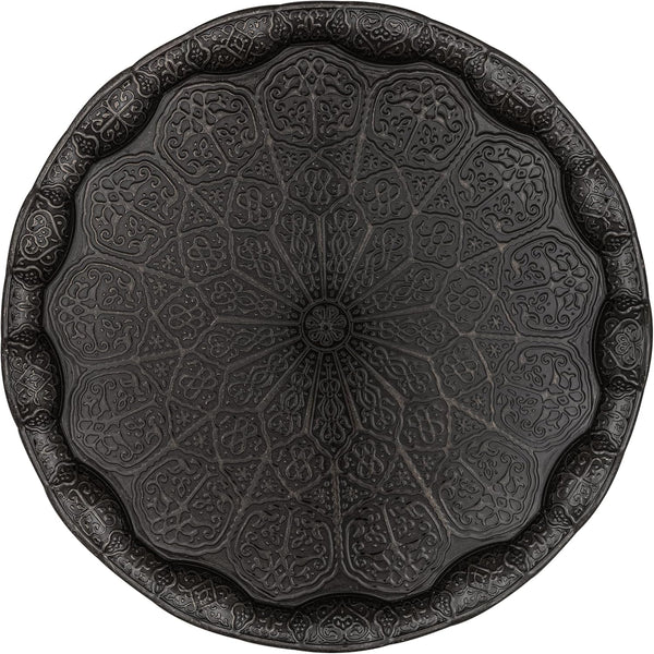 Alisveristime Turkish Ottoman Coffee Tea Serving Tray 13.60 inches, Metal with Traditional