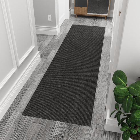 Ottomanson Solid Design Non-Slip Rubberback - 2x6 Indoor/Outdoor Runner Rug for Hallway, Kitchen, Living Room, Garage,