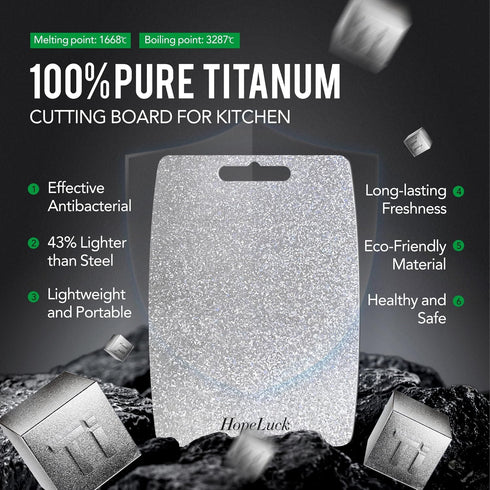HopeLuck 100% (16" 11") Titanium Cutting Board, Pure Titanium Cutting Boards for Kitchen, Double Sided Food-Grade