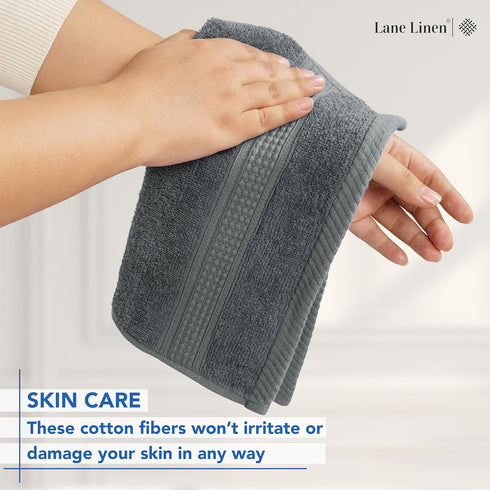 Set 12 13x13 inches LANE LINEN Washcloths - Soft Cotton Washcloths for Bathroom - - Well Stitched Edges, Softer, Highly