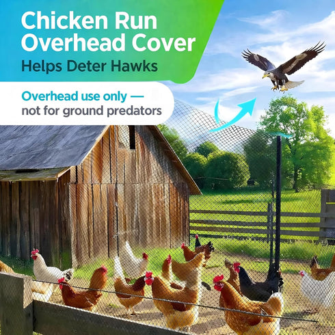 7.5 100 Netting for Chicken Coop, Chicken Netting for Hawks (Overhead), x ft HDPE Bird Netting, with Zip Ties