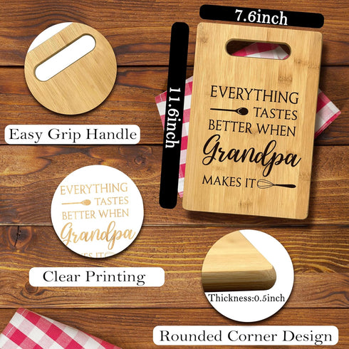 Grandpa Gifts Bamboo Cutting Board Kitchen Decor, Everything Tastes Better When Grandpa Makes It, Gifts For Grandpa