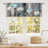Teal Farmhouse Daisy Curtain Valance for Window Treatments Wooden Flower Rod Pocket Kitchen Treatment Rustic Floral Butterfly Country Drapes for Bathroom Bedroom Living Room (52x18 Inch)