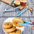 MSY BIGSUNNY Kitchen Food Tongs, 7" Mini Silicone Serving Tongs, Set of 3 (Blue)