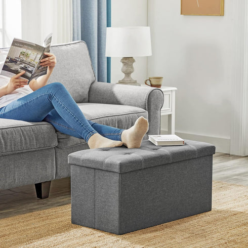 30 Inches 21 660 lb, ULSF001G01 SONGMICS Mazie Collection - Ottoman Storage Bench, Gal. Folding Chest with Breathable