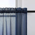 Navy Kitchen Curtains, 36 Inch Length for Basement Window, Semi Sheer Faux Linen Short Cafe Tier Drapes