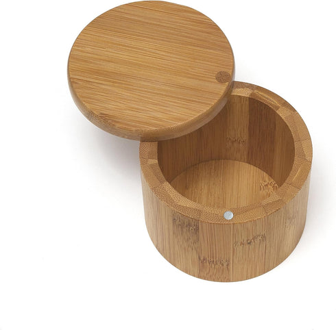 Lipper International Bamboo Wood Salt or Spice Box with Swivel Cover, 3-1/2" x 2-3/4"