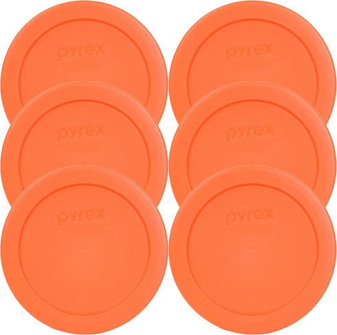 Pyrex 7200-PC 2-Cup Food Storage Replacement Lid, Orange, 6-Pack, Made in USA