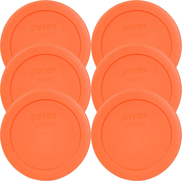 Pyrex 7200-PC 2-Cup Food Storage Replacement Lid, Orange, 6-Pack, Made in USA