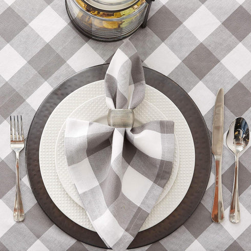 DII Buffalo Check Collection Classic Farmhouse Tablecloth, Gray & White Table Topper, 40x40