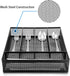 LIANYU Silverware Utensil Drawer Organizer - 5 Compartments Steel Mesh Tray with Foam Feet, Black