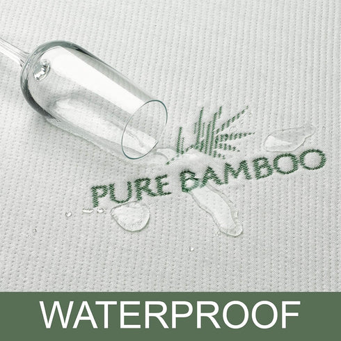 Queen Mattress Protector by PURE BAMBOO, Waterproof, Breathable, Noiseless Cover