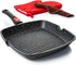 Moss & Stone 11In Square Grill Pan, Nonstick Die Casting Aluminum, Removable Handle for Indoor Cooking, Meats &