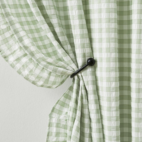 84 Inches Pocket,40" Wx84 L,Pack 2 ZJDECOR Buffalo Plaid Ruffled Curtains Length,Rustic Not-See-Through Sheer