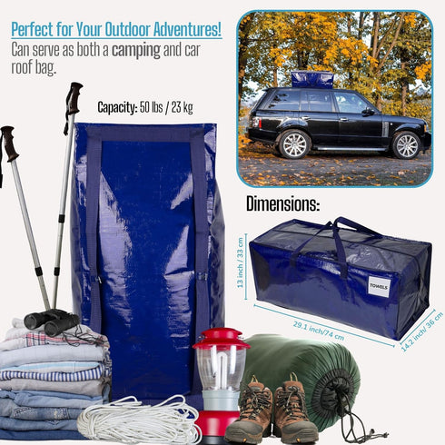 VENO 8 Pack Moving Bags with Backpack Straps, Storage Bins & Packing Supplies (Blue, 8 Pack)