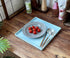 11 Inch Blue Square Plastic Tray - Organizer Tray for Bathroom Vanity, Dresser, Coffee Table, Nightstand | Decorative