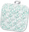 3D Rose Mint White Damask Pot Holder, Fancy Pastel Blue Green Floral, 8 x 8