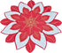 Embroidered Holiday Christmas Doily Placemat, Red White and Gold Star Poinsettia Small Table Topper (24 Inch)