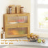 Countertop, BAMBANG Corner Bread Box for Kitchen Double Layer Bamboo Bread Storage Container with Wavy Windows